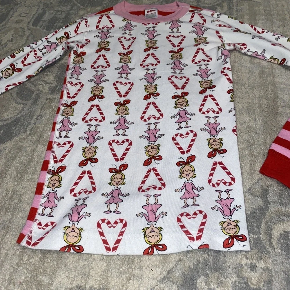 Dr Seuss Hanna Anderson Grinch Christmas Pajama Top Shirt Cindy Lou‎ Girls Sz 10